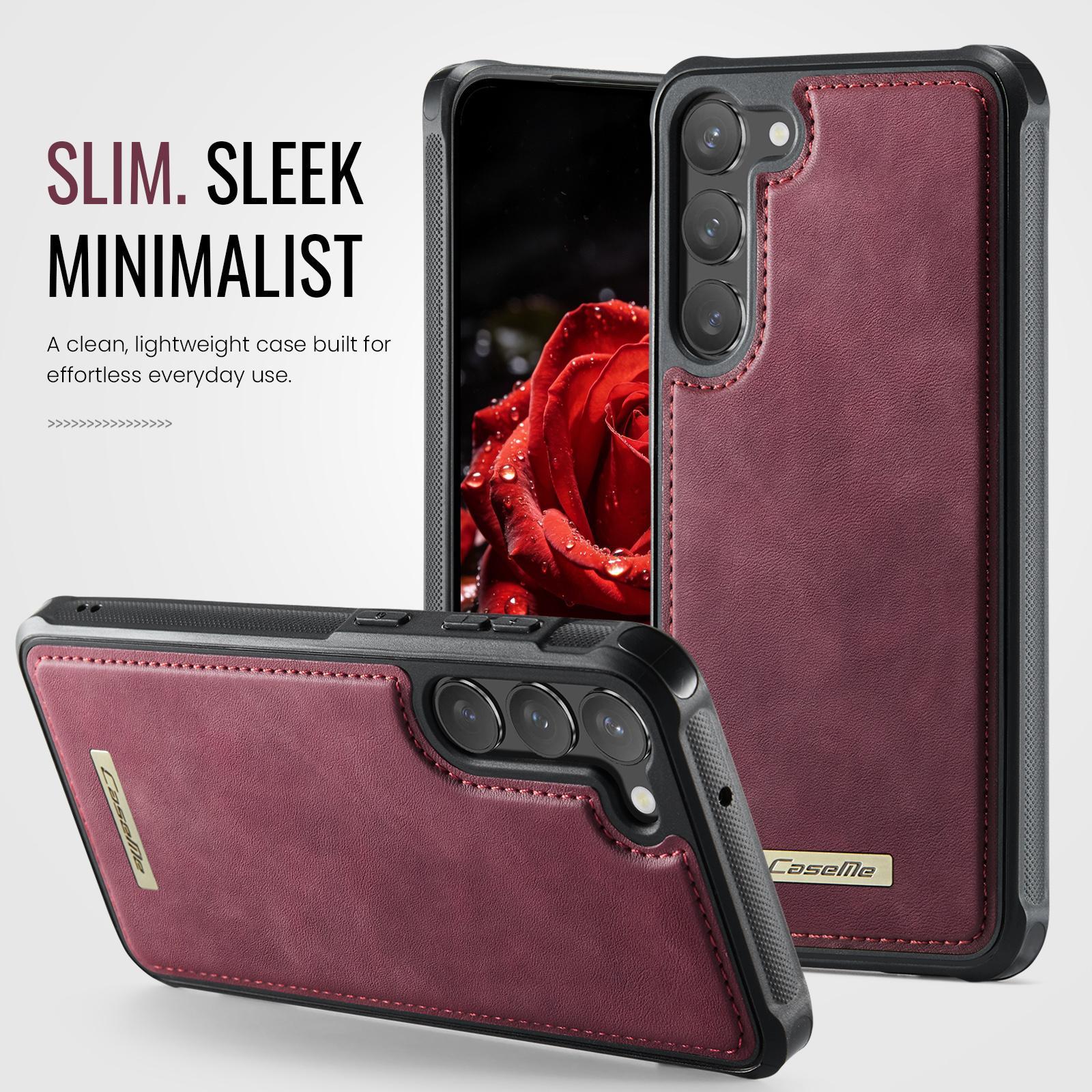 For Samsung Galaxy S23 5G CaseMe C69 Series Magnetic Vegan Leather Back Phone Case(Red)