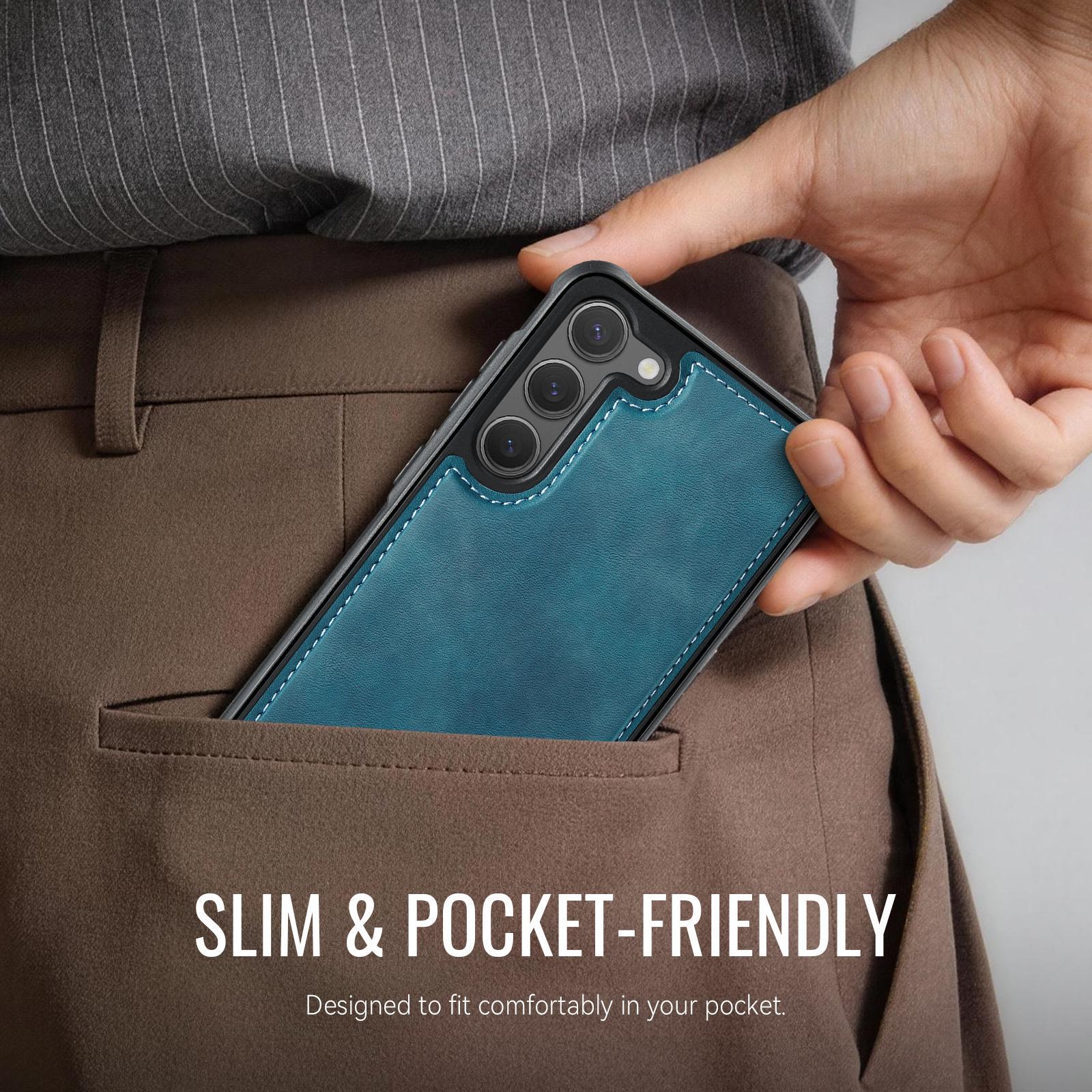 For Samsung Galaxy S23 5G CaseMe C69 Series Magnetic Vegan Leather Back Phone Case(Green)