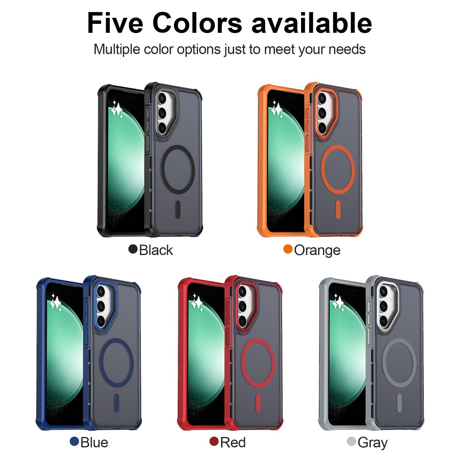 For Samsung Galaxy S23 5G Skin Feel Semi-transparent Frosted Magnetic Four-Corner Shockproof Phone Case(Grey)