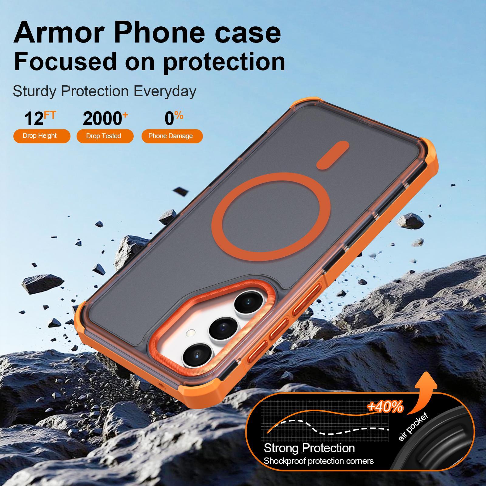 For Samsung Galaxy S23 5G Skin Feel Semi-transparent Frosted Magnetic Four-Corner Shockproof Phone Case(Grey)
