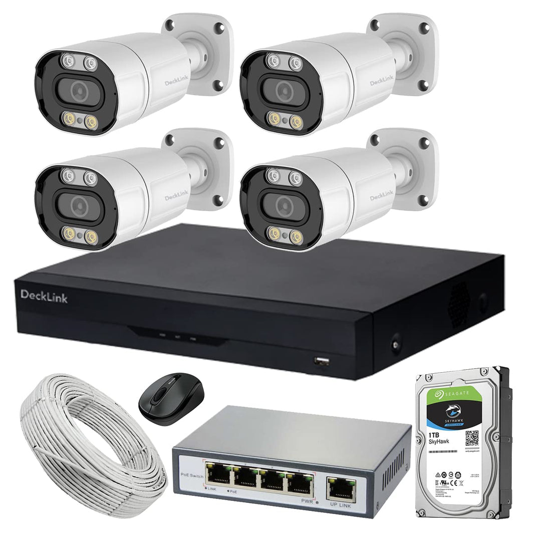 4 MP COLORVU WITH AUDIO IP CAMERA SET WITH 4 CHN NVR
